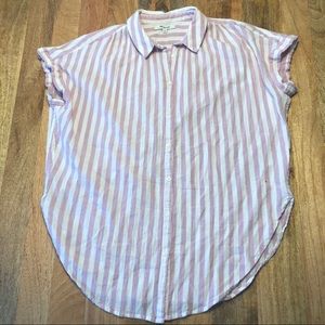 Madewell Pale Pink and White Striped Button-Up—L